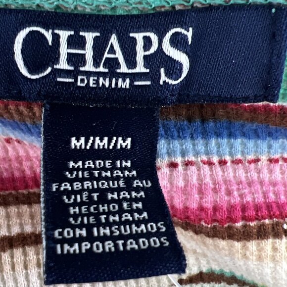 Ralph Lauren Chaps Sz M Aztec South Western Thermal Henley Top 100% Cotton Boho - Picture 6 of 9